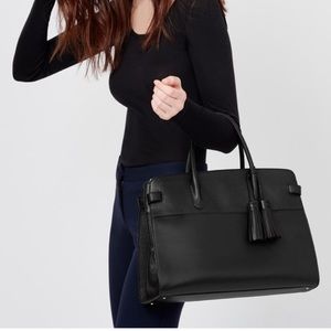 Cuyana work satchel in black leather